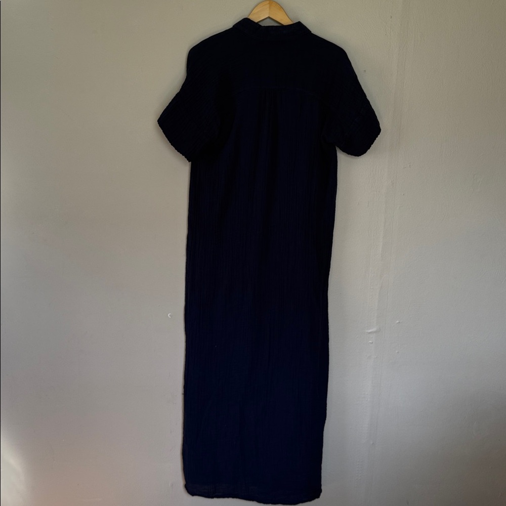 Michael Stars Allen Navy Button-Front Maxi Shirt Dress - Picture 5 of 5